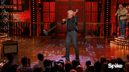 Jay Leno Lip Sync Battle Throw His Mic GIF
