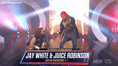 Jay White And Juice Robinson Are Featured On A Wrestling Show GIF