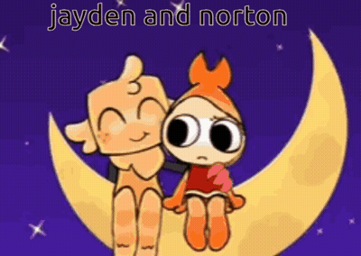 Jayden And Norton Sitting On Crescent Moon GIF