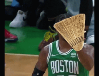 Jayson Tatum And Marcus Smart Holding A Sweep GIF