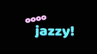 Jazzy In Blue And Pink Letters On Black GIF