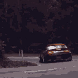 Jdm Black Nissan Car At Street GIF