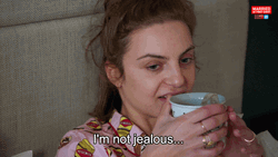 Jealous Girl Drinking Coffee GIF