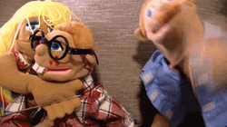 Jealous Hand Puppets Beat Up Action GIF