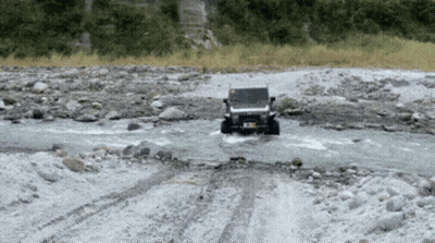 Jeep Driving Through River With License Plate NZ GIF