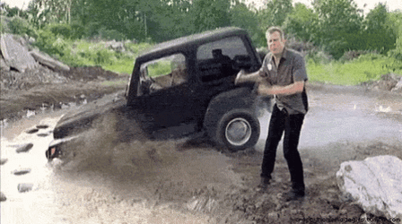 Jeep Stucked On River GIF