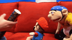 Jeff Puppet With Confetti GIF