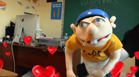 Jeffy In Floating Heart Background GIF