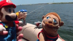 Jeffy With Puppet Friends In The Ocean GIF