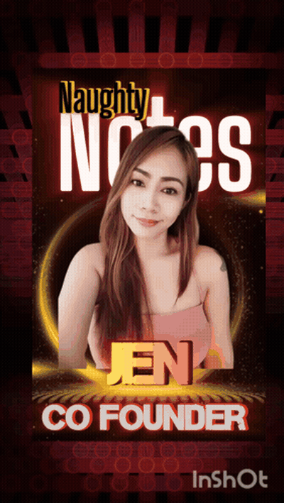 Jen Co Founder Of Naughty Notes Is Shown On A Poster GIF
