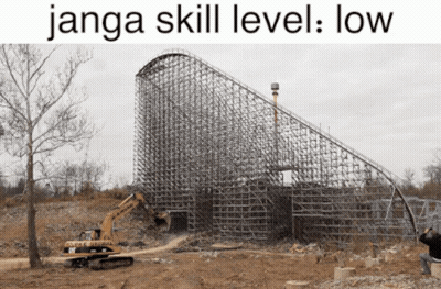 Jenga Skill Level Low On Roller Coaster GIF