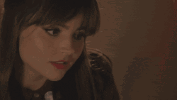 Jenna Coleman Red Lips With Bangs GIF