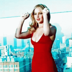 Jennifer Lawrence In Red Dress GIF