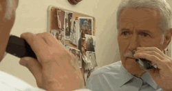 Jeopardy Alex Trebek Trimming Beard GIF
