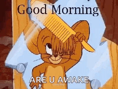 Jerry Brushing Hair And Saying Good Morning GIF