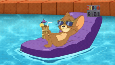 Jerry Cartoon Wearing Sunglasses In Pool GIF