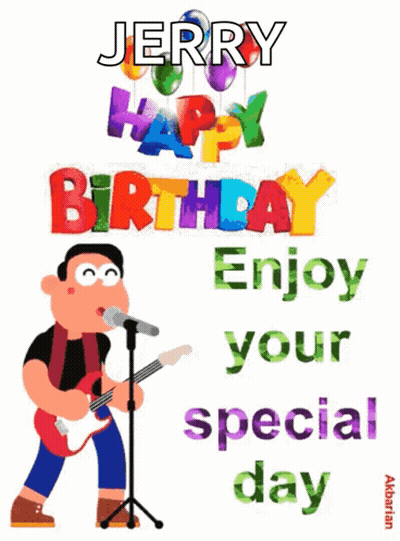Jerry Enjoy Your Special Day With A Cartoon Man Playing A Guitar GIF