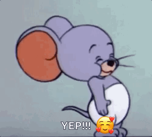 Jerry From Tom And Jerry Is Holding His Butt With Hearts Around His Butt . GIF