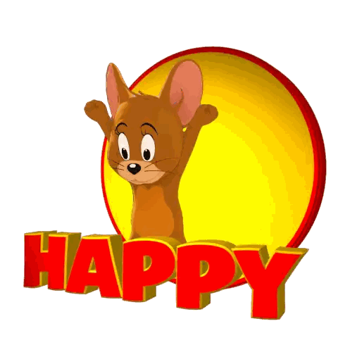 Jerry From Tom And Jerry Is Standing In Front Of A Sign That Says Happy Sticker
