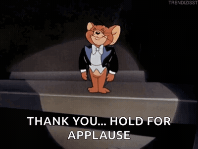 Jerry From Tom And Jerry Is Standing On A Stage And Says Thank You Hold For Applause GIF