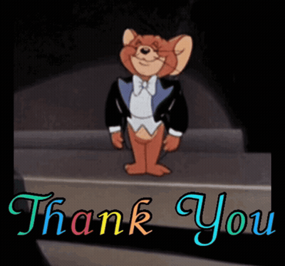 Jerry From Tom And Jerry Is Wearing A Tuxedo And Bow Tie And The Words Thank You Are Below Him GIF