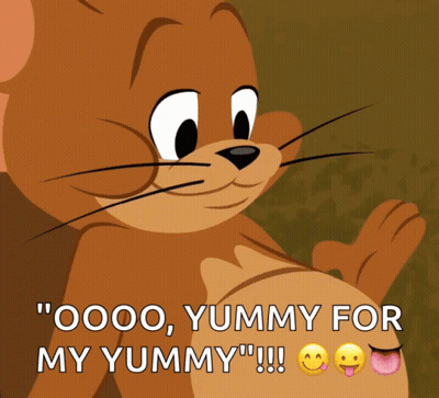 Jerry From Tom And Jerry Saying Oooo Yummy For My Tummy GIF