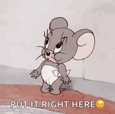 Jerry In Diaper Yawning On Sidewalk GIF