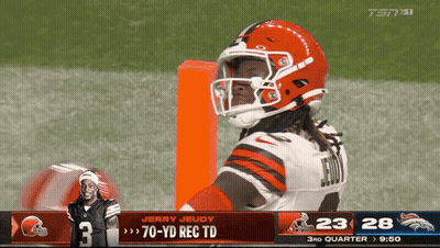 Jerry Jeudy Brown Helmet Jersey Number 3 GIF