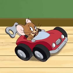 Jerry Mouse Riding Toy Car GIF