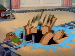 Jerry Mouse Tom Cat Train Trap Fail GIF