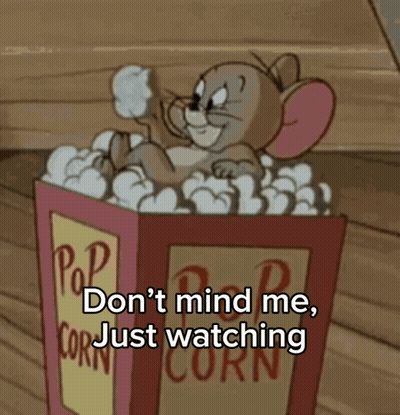 Jerry Sitting In Popcorn Box Watching GIF