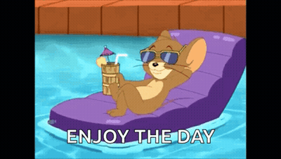 Jerry Sitting On Lounge Chair In Water GIF