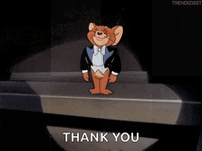Jerry Standing In Front Of Thank You Sign GIF