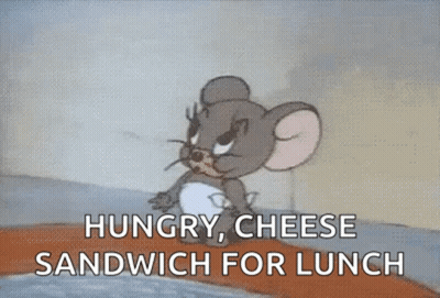 Jerry Yawning Holding Cheese Sandwich GIF