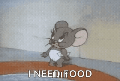 Jerry Yawning Wearing Diaper Says I Need Food GIF