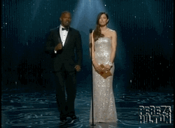 Jessica Biel With Jamie Foxx On Stage GIF