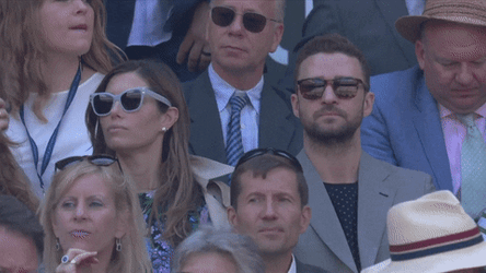 Jessica Biel With Justin Timberlake In The Audience GIF
