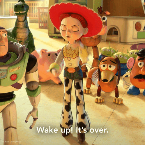 Jessie From Toy Story Is Standing Next To Buzz Lightyear GIF
