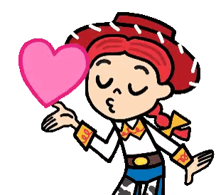 Jessie From Toy Story Kissing Pink Heart Sticker