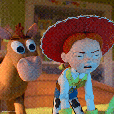 Jessie From Toy Story Next To Brown Horse GIF