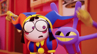Jester And Purple Rabbit Standing Together GIF
