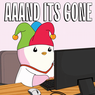 Jester In Front Of Computer Saying Aaand It's Gone GIF