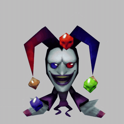Jester With Red Eyes And Purple Shirt GIF