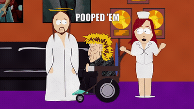 Jesus And Man In Wheelchair Saying Pooped 'Em GIF