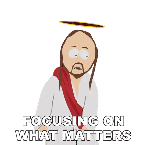 Jesus Cartoon Focusing On What Matters Sticker