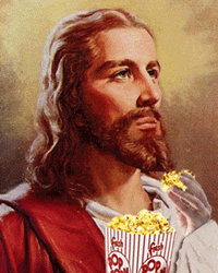 Jesus Christ Eating Popcorn Meme GIF