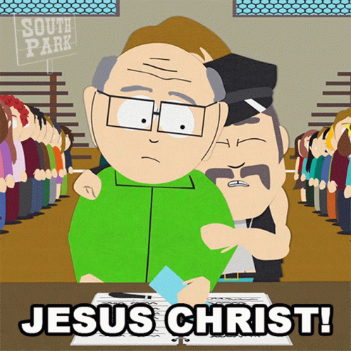 Jesus Christ Is Written On A Poster With A Cartoon Character GIF