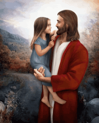 Jesus Christ Love Child Carry Beautiful Nature