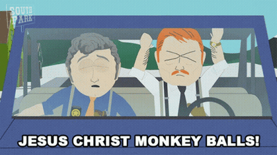 Jesus Christ Monkey Balls Is Written On The Bottom Of This Cartoon GIF