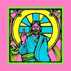 Jesus Christ Neon Colors Trinity Blessing GIF